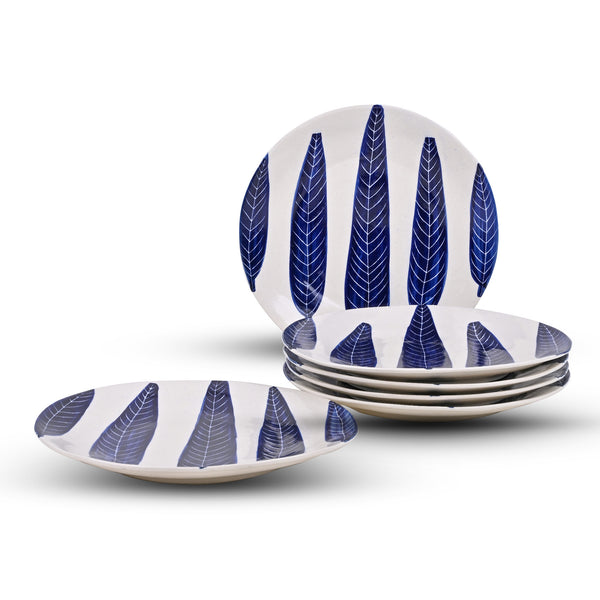 Ashoka Leaf Impressed Dinner Plates Set of 6 (10.5 Inch)