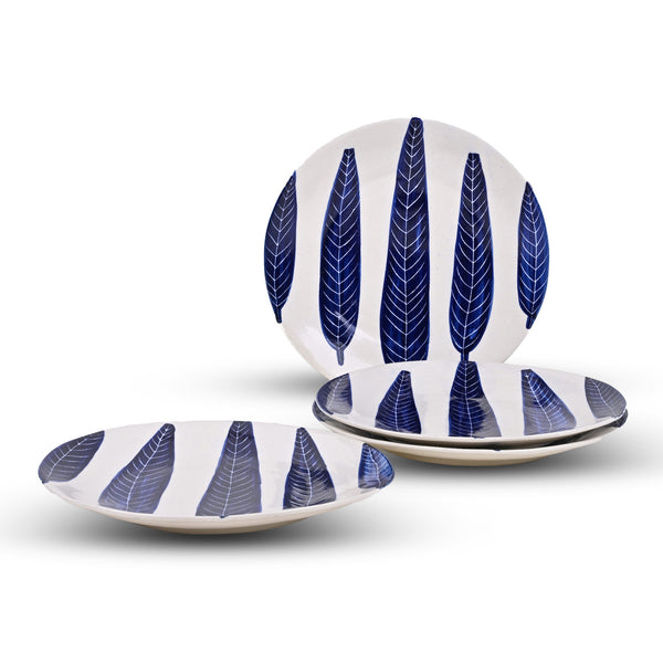 Ashoka Leaf Impressed Dinner Plates Set of 4 (10.5 Inch)