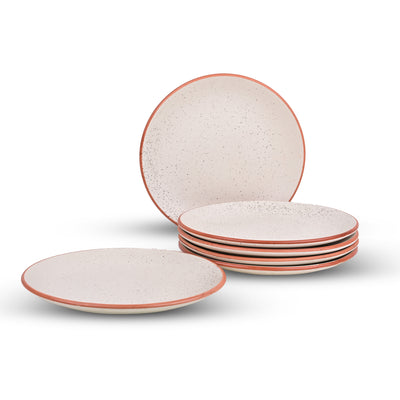 Classic White Ceramic Dinner Plates Set of 6 (10.5 Inch)