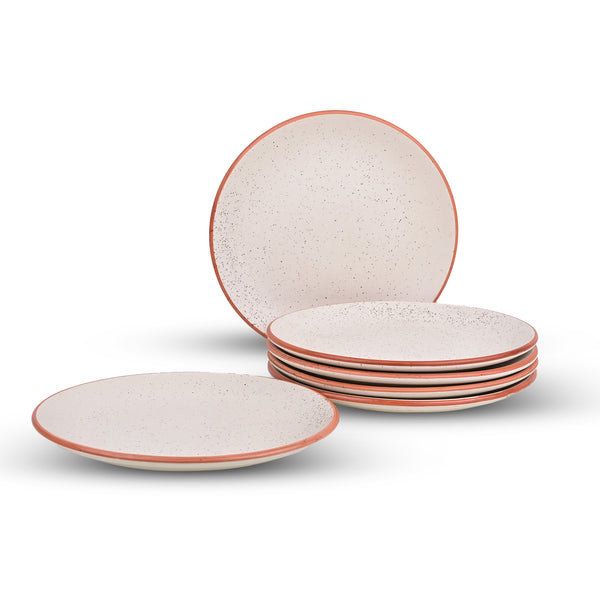 Classic White Ceramic Dinner Plates Set of 6 (10.5 Inch)