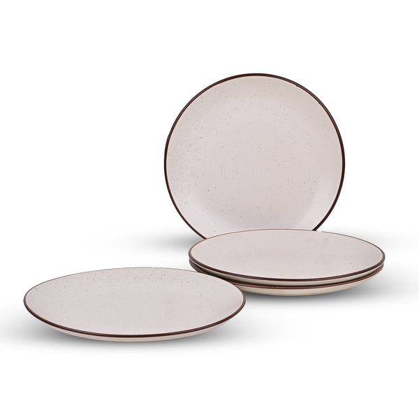 Dotted Black-Rimmed Dinner Plates Set of 4 (10.5 Inch)