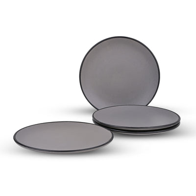 Black-Rimmed Grey Dinner Plate Set (10.5 Inch)