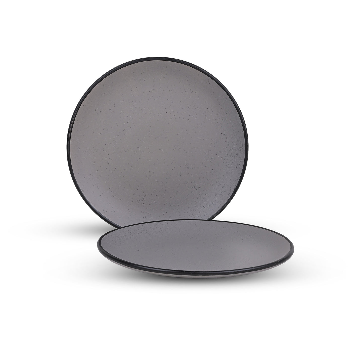 Black-Rimmed Grey Dinner Plate Set (10.5 Inch)