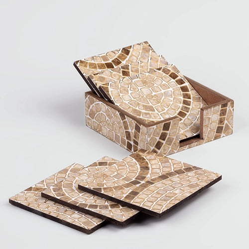 Decorative wooden coasters for cups, mugs, and glasses

