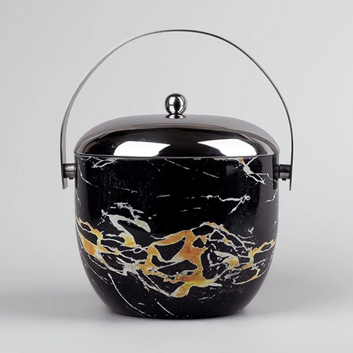 Stainless Steel Ice Bucket Displayed on an Elegant Dining Table