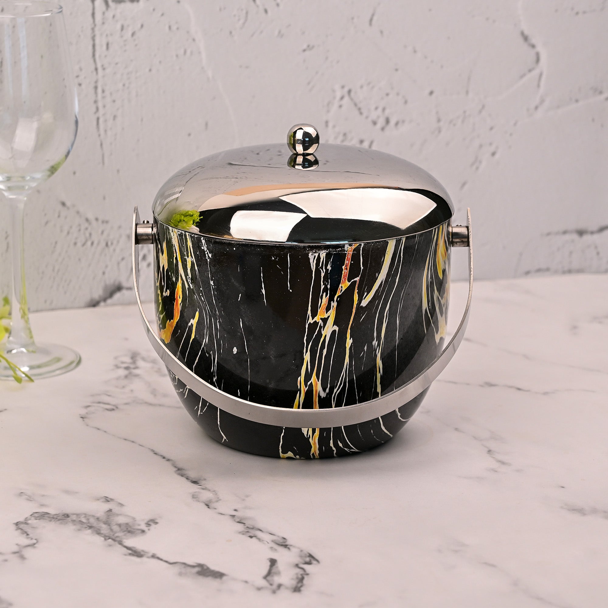 Stainless Steel Ice Bucket with Handle for Convenient Serving
