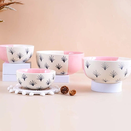 Blush pink bowls arranged as a set of 4


