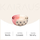 Four blush pink bowls for food serving


