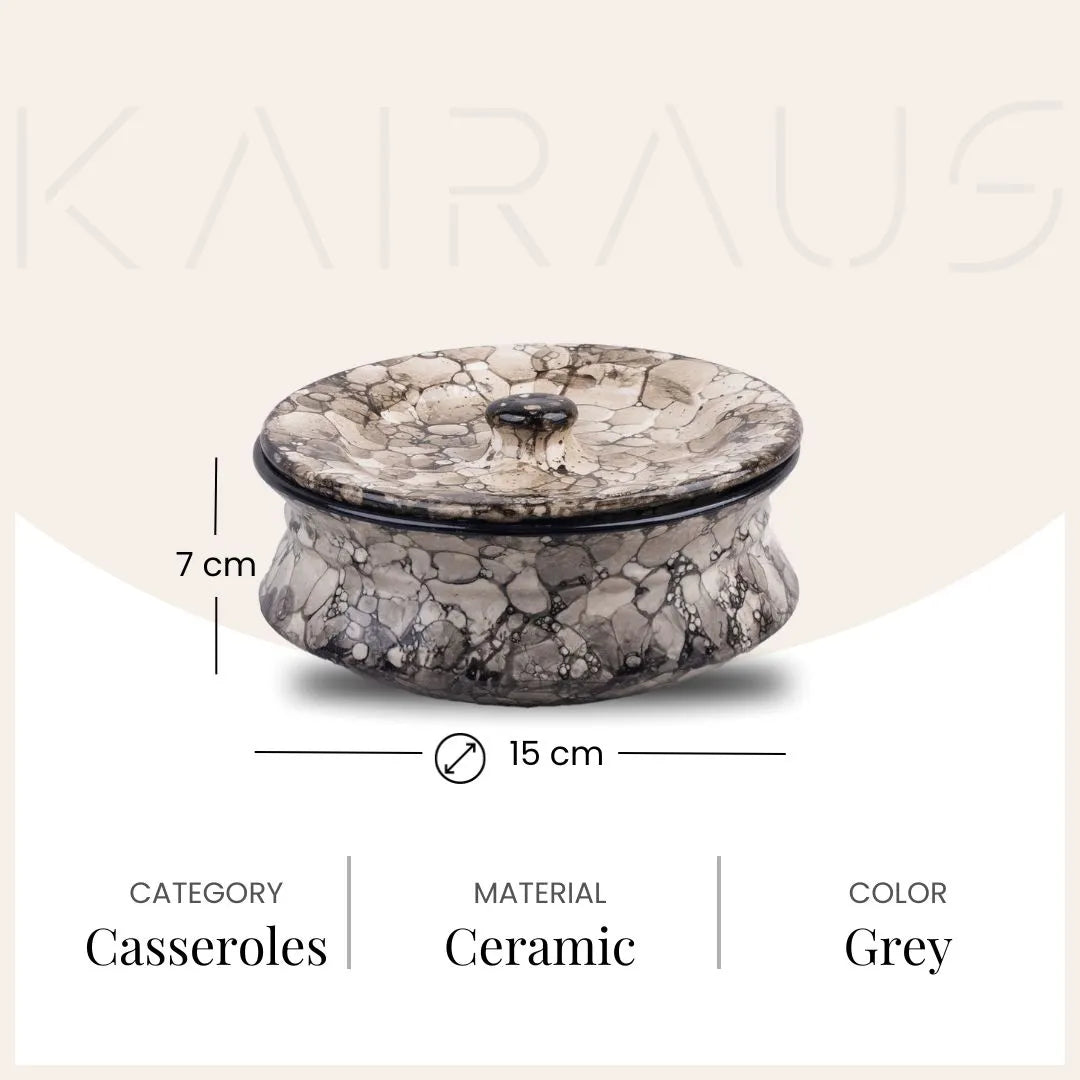 Handcrafted ceramic casserole with elegant lid design

