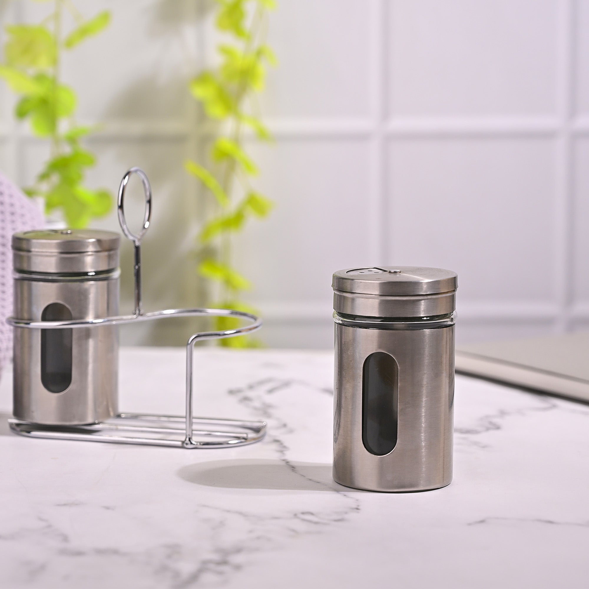 Premium condiment set for salt and pepper storage
