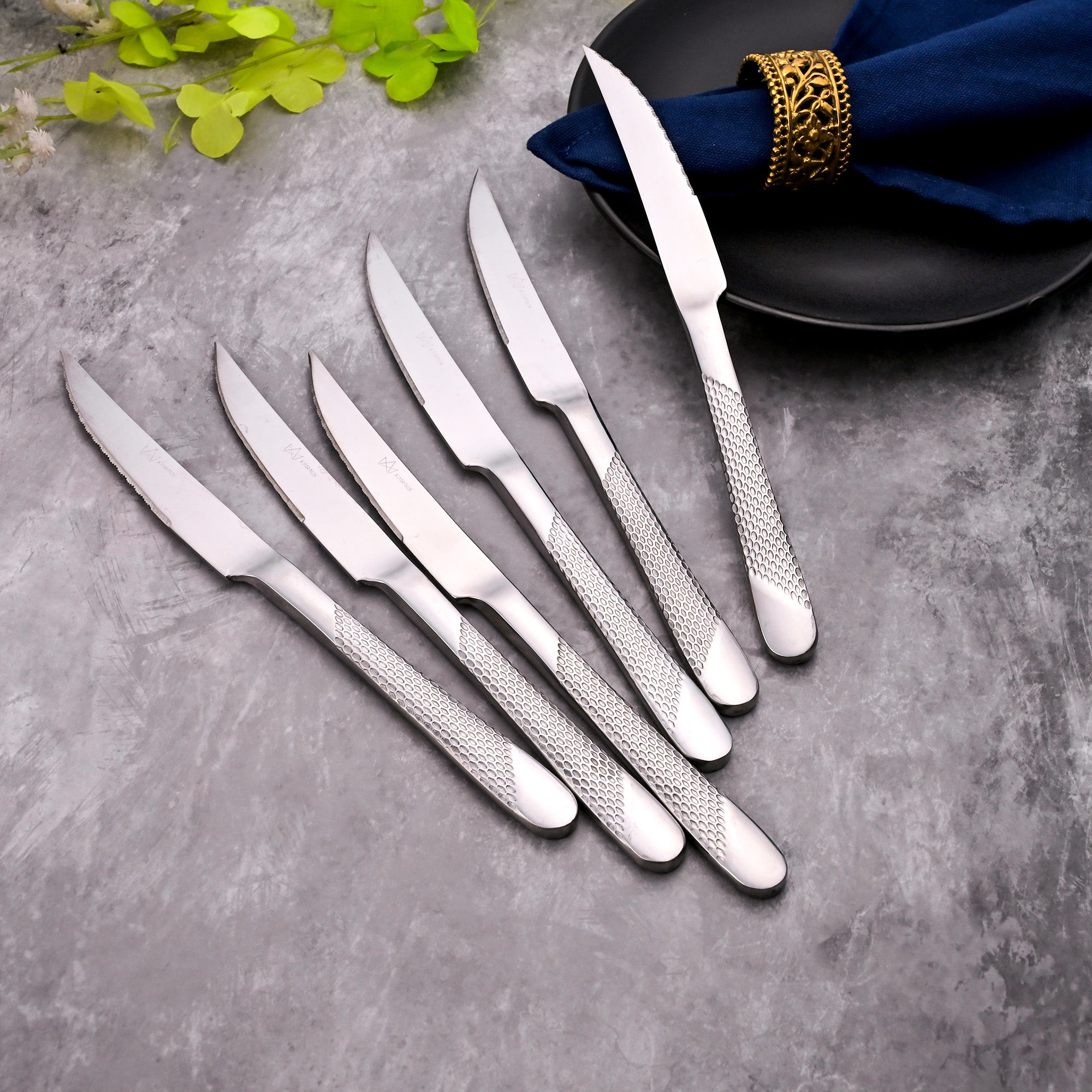 Premium Prime Silver Knife Set of 6 with Stainless Steel Construction


