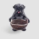 Cute puppy sitting in a basket decorative statue

