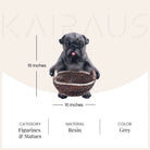 Adorable puppy basket figurine with charming details

