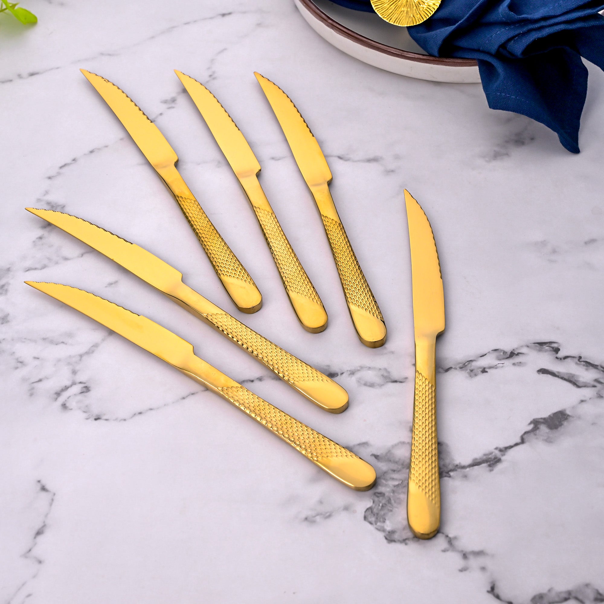 Premium Radiant Gold Knives Set of 6 for Stylish Dining


