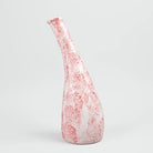 Red and white textured flower vase with elegant design


