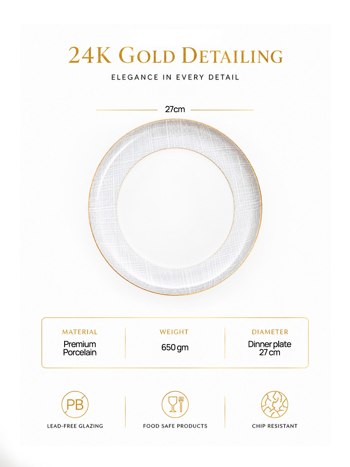 Premium 24K gold dinnerware plate

