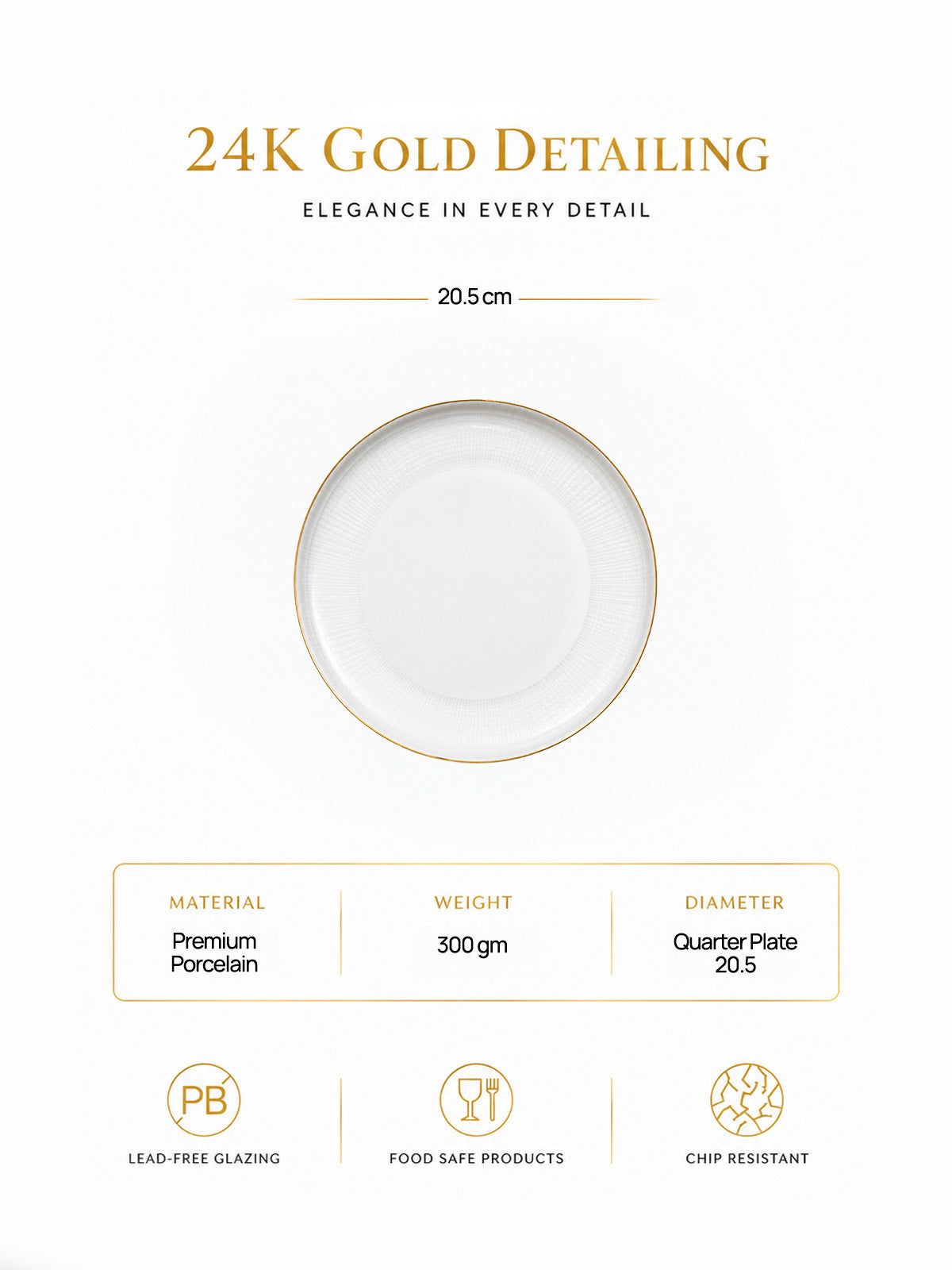 Regal Spell gold quarter plate with elegant design

