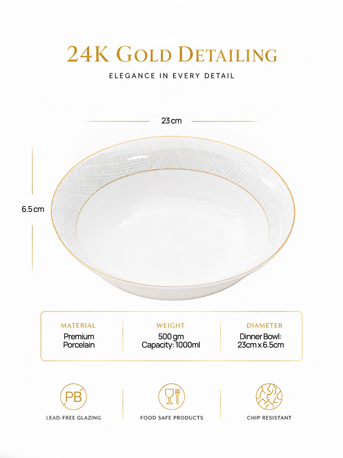 Regal Spell 24K gold serving bowl with elegant design

