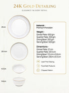 Premium Regal Spell porcelain dinner set with pure gold detailing

