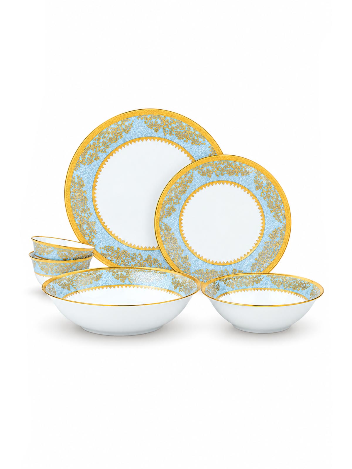 Riva 28 Piece Real Gold Dinner Set product close-up

