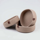 Round woven storage basket set for living room organization

