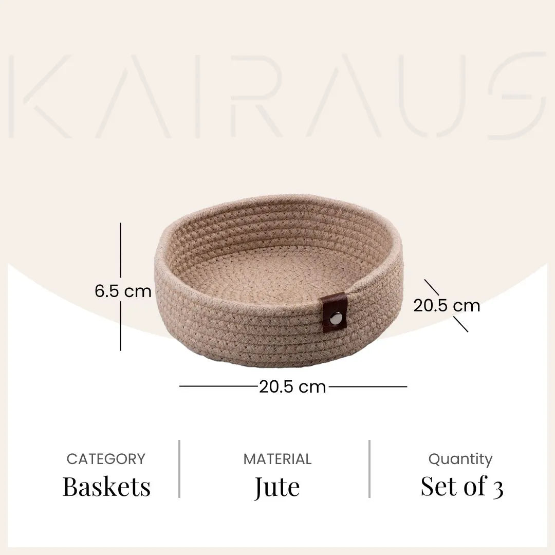 Elegant round storage baskets for bedroom and home decor

