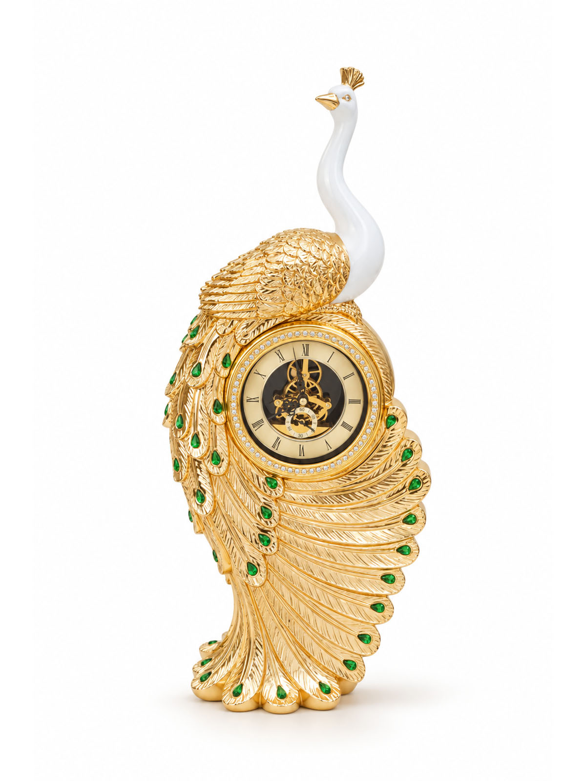 Royal Peacock Clock Showpiece with elegant decorative design

