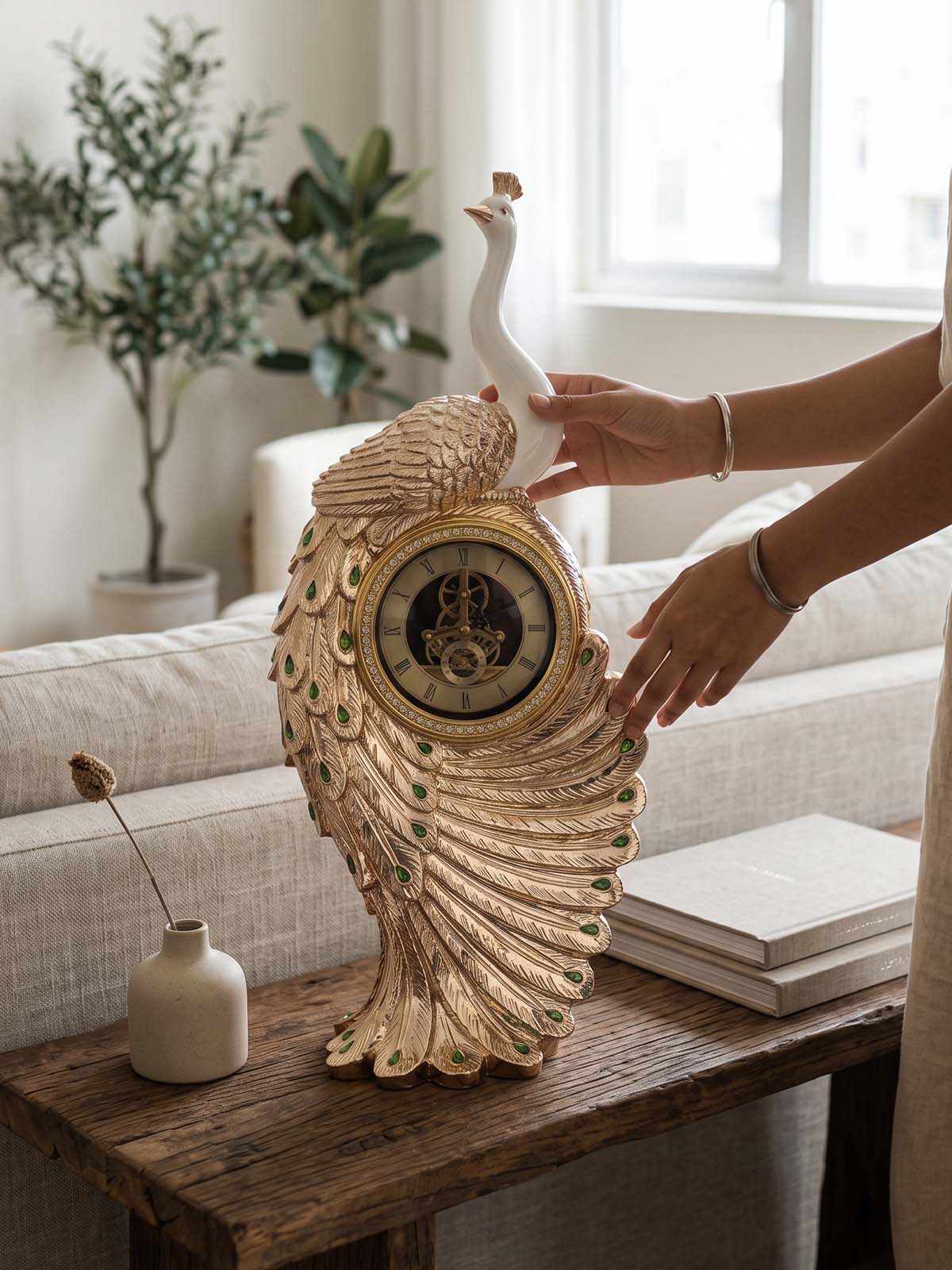 Luxury Royal Peacock Clock Showpiece for home décor

