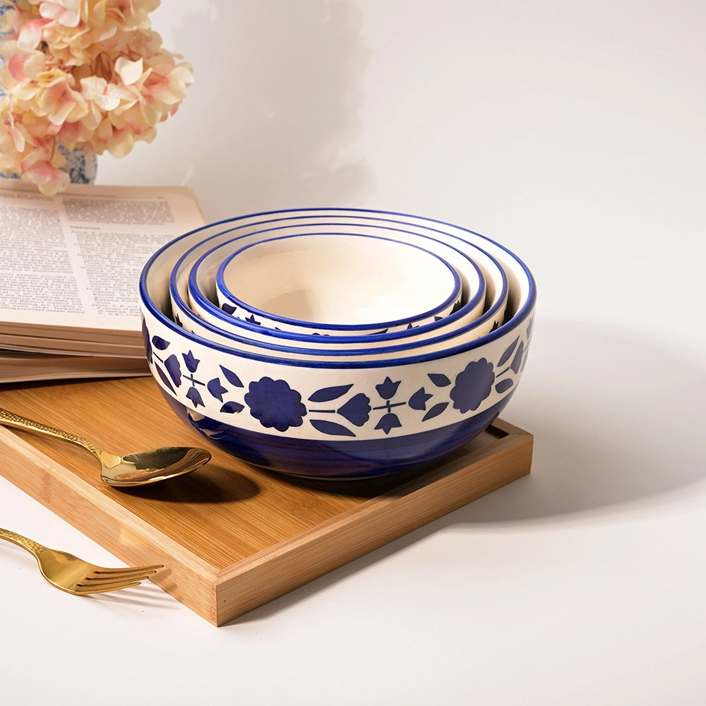 Royal blue bloom bowl set of 4

