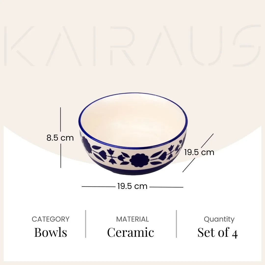 Royal blue printed bloom bowls for serving

