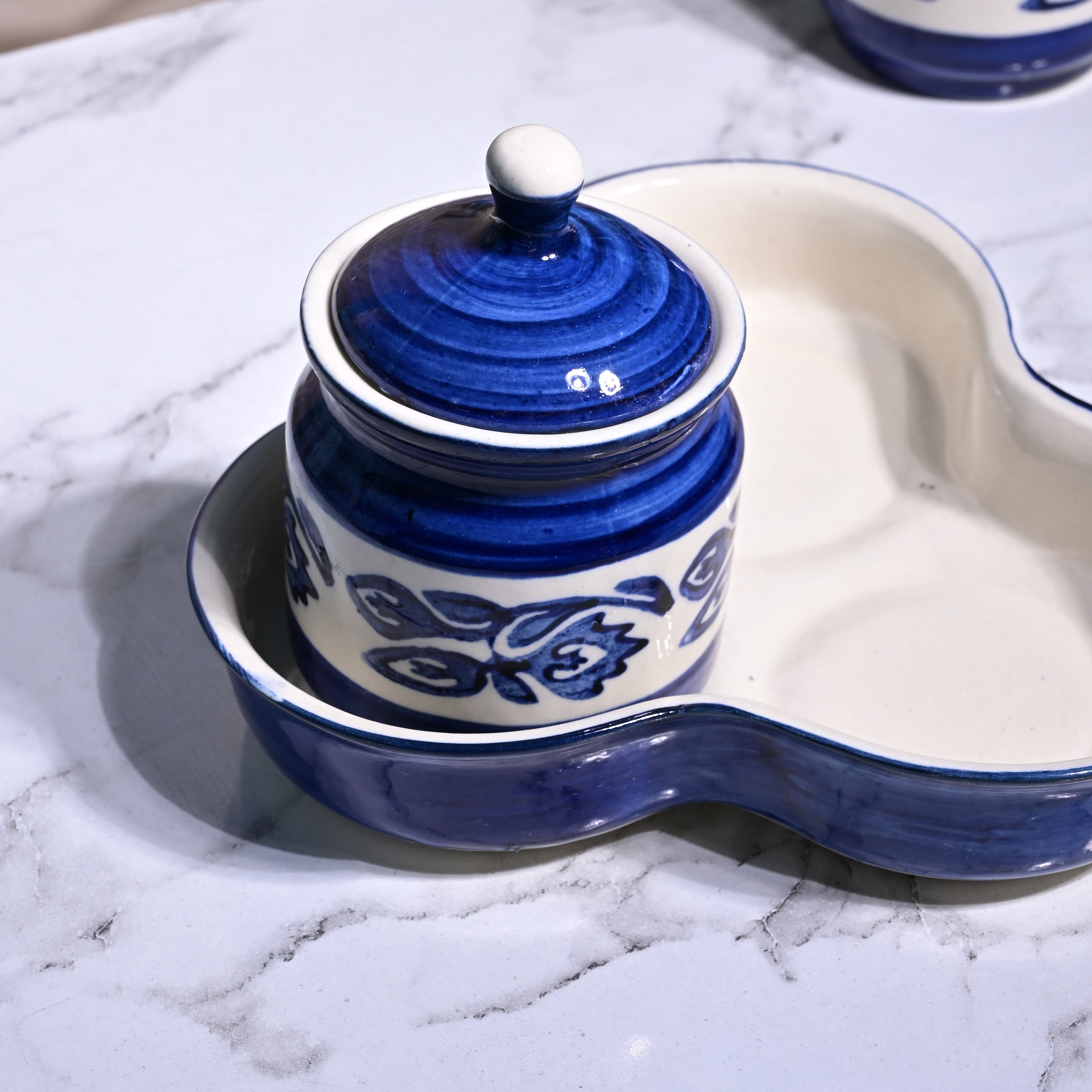 Premium royal blue condiment jars for spices and sauces
