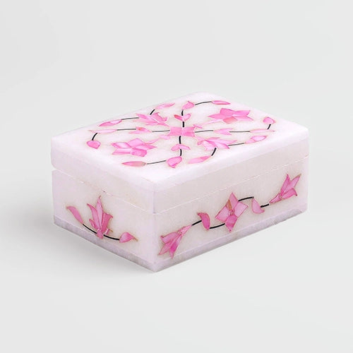 Luxury pink marble jewelry box for precious accessories

