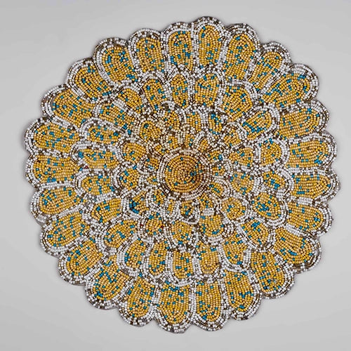 Yellow and white decorative placemat for dining table
