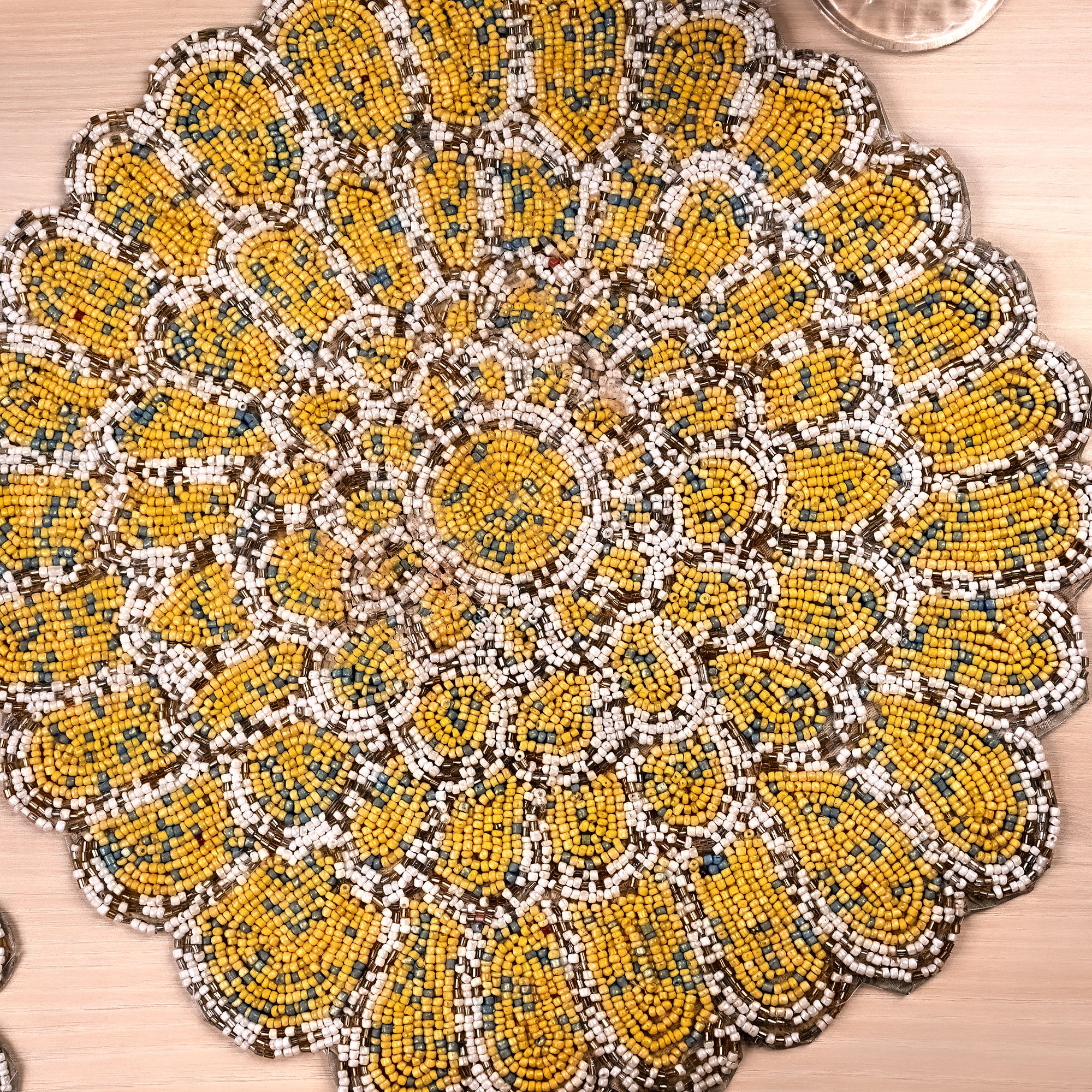Premium yellow and white table mat for elegant table settings
