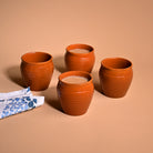 Set of 4 Rustic Ceramic Tea Cups with an Earthy Design

