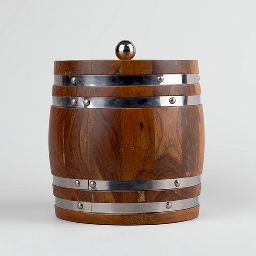 Wooden Ice Bucket Displayed on a Dining Table