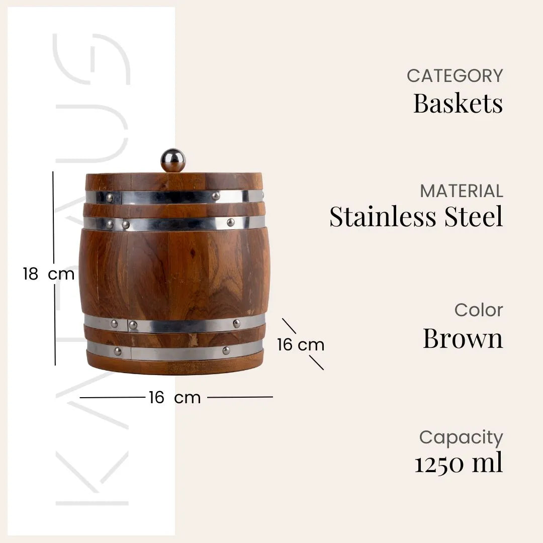 Rustic Wooden Ice Bucket with Elegant Natural Grain Details
