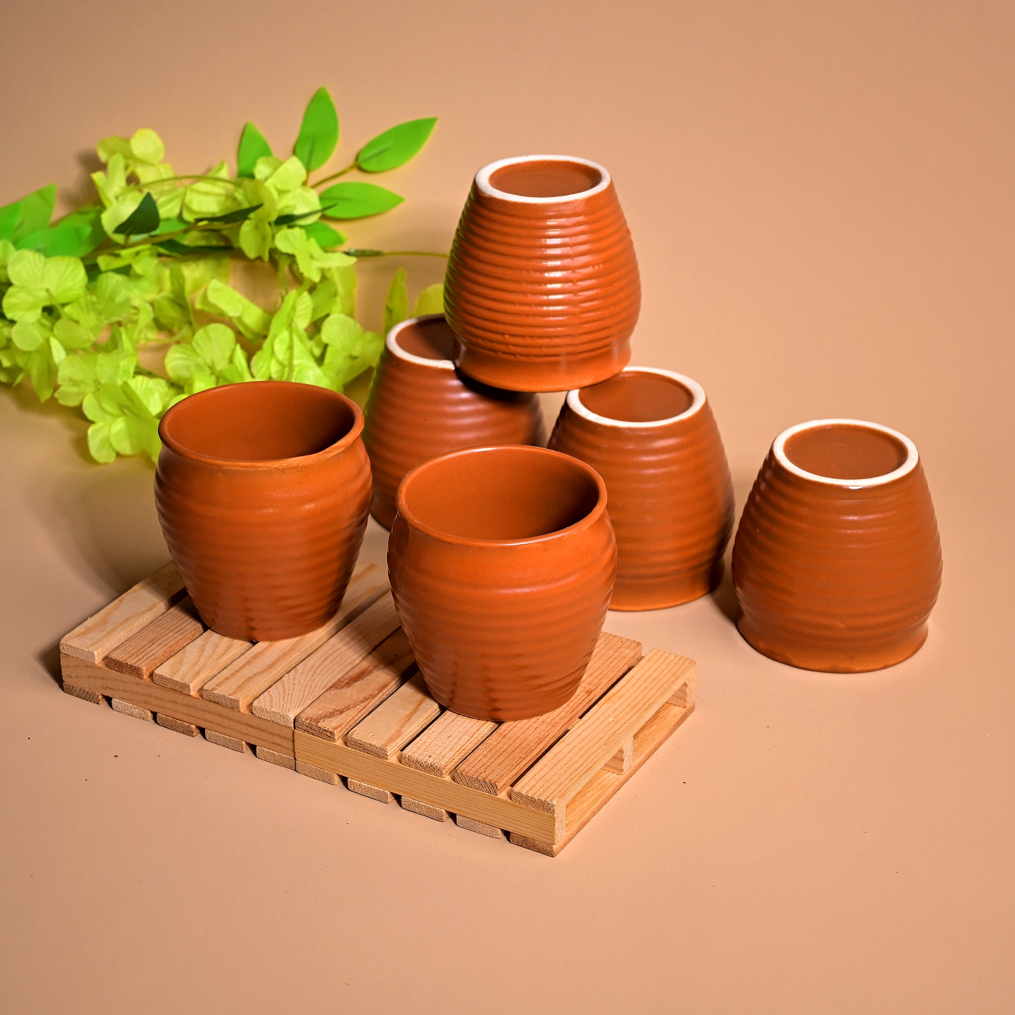 Six-piece ceramic kulhad set

