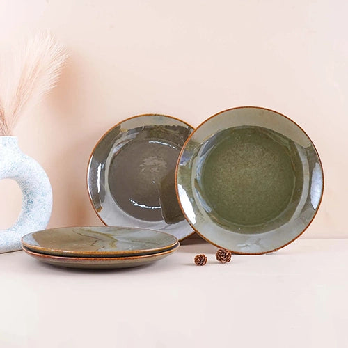 Rustic green dinner plates set of 4