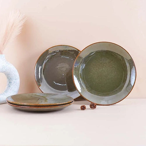 10.5 inch rustic green dinner plate set

