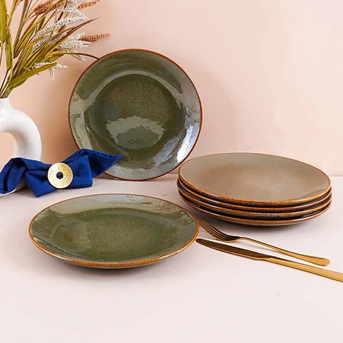 Rustic green dinner plates set of 6