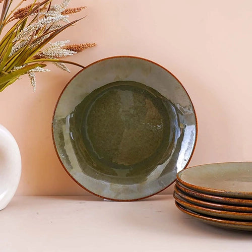 10.5 inch rustic green dinner plate set

