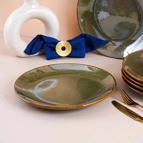 Green dinner plates set of 6 for serving meals

