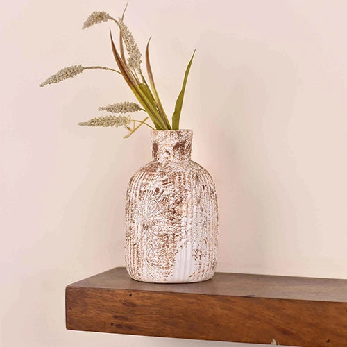 Handmade-style white ceramic vase with a natural finish

