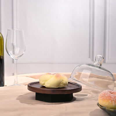 Elegant Cloche with Wooden Tray (17x17 cm)