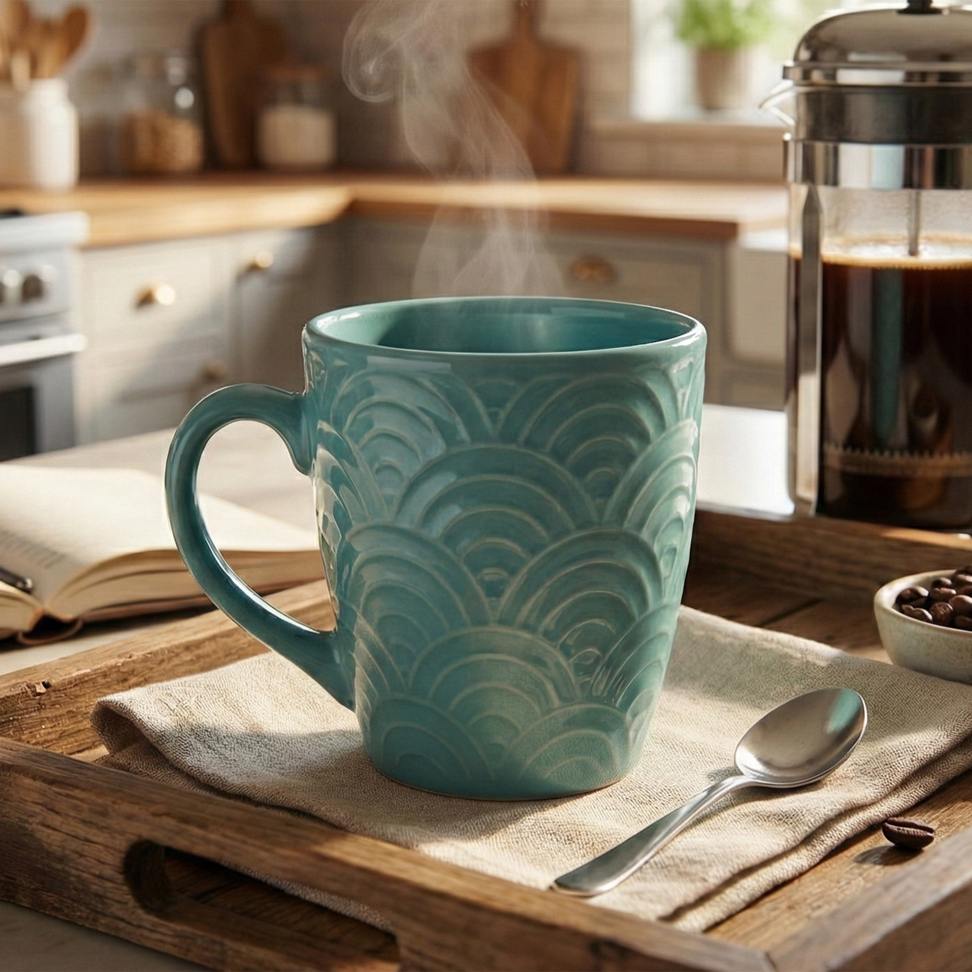 Set of 4 sea foam coffee mugs

