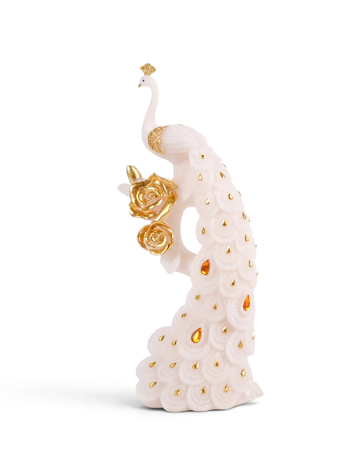 Shwet white peacock decorative figurine

