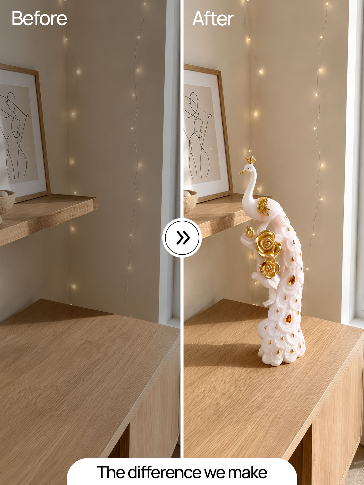 White Shwet peacock figurine for elegant interiors

