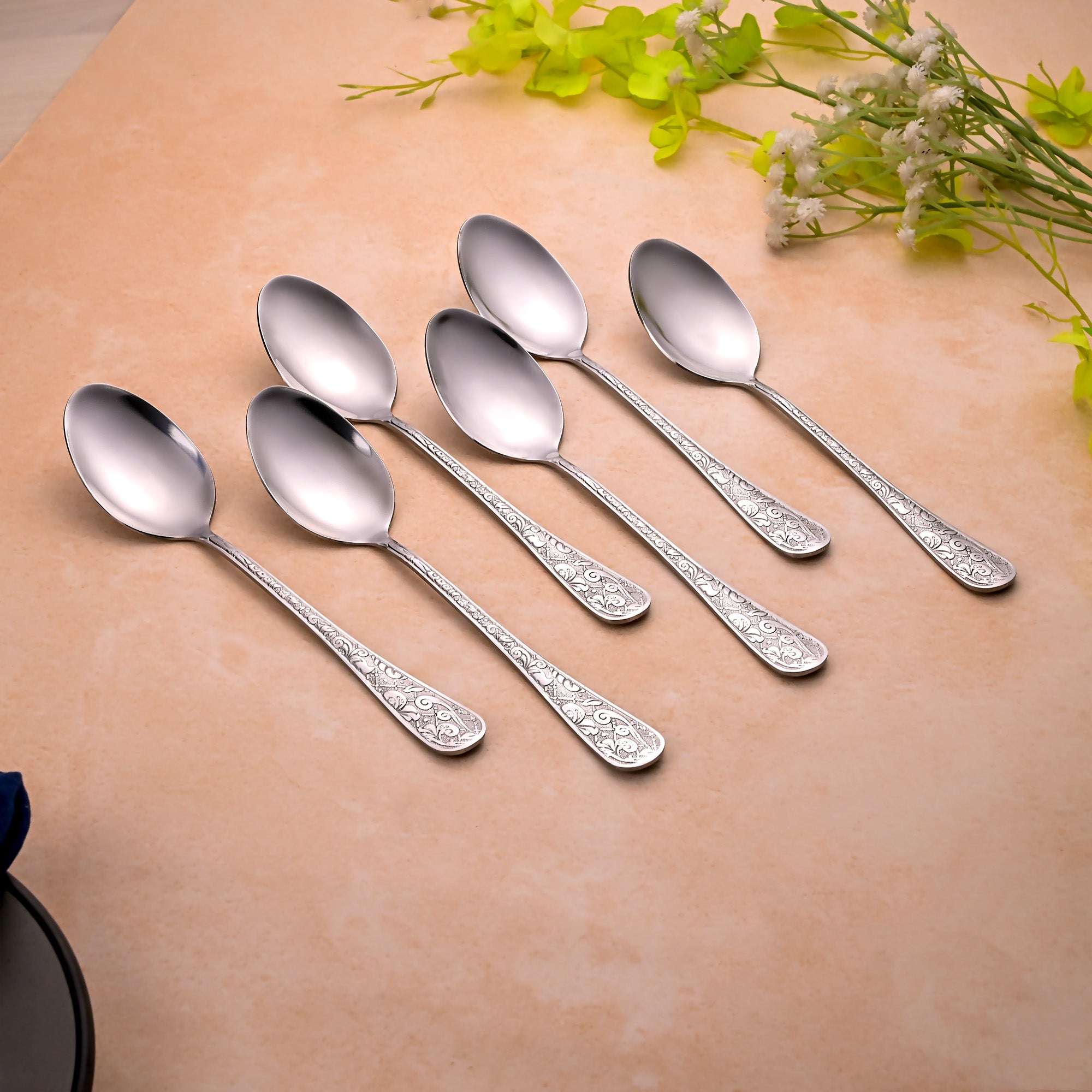 Silver Filigree Spoons Set of 6 – Elegant Silver Spoon Collection

