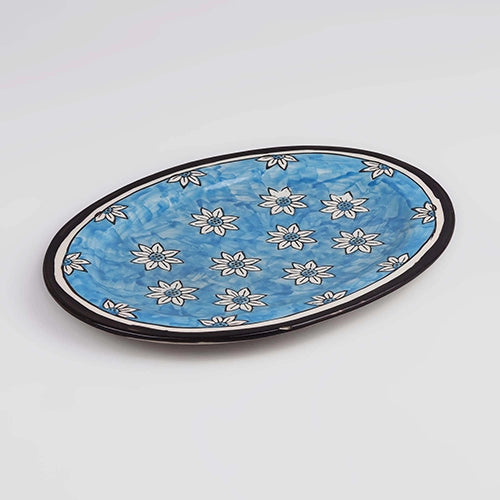 Elegant sky blue hand-painted serving platter

